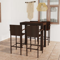 Thumbnail for 5-tlg. Garten-Bar-Set mit Armlehnen Poly Rattan Braun