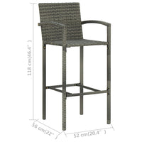 Thumbnail for 5-tlg. Garten-Bar-Set mit Armlehnen Poly Rattan Grau