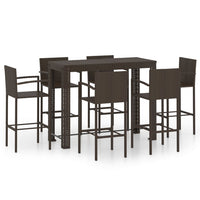 Thumbnail for 7-tlg. Garten-Bar-Set mit Armlehnen Poly Rattan Braun