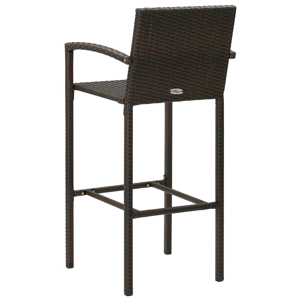 7-tlg. Garten-Bar-Set mit Armlehnen Poly Rattan Braun