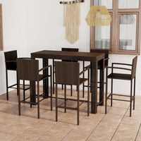 Thumbnail for 7-tlg. Garten-Bar-Set mit Armlehnen Poly Rattan Braun