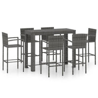 Thumbnail for 7-tlg. Garten-Bar-Set mit Armlehnen Poly Rattan Grau