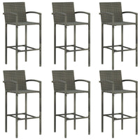 Thumbnail for 7-tlg. Garten-Bar-Set mit Armlehnen Poly Rattan Grau