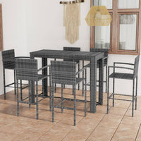 Thumbnail for 7-tlg. Garten-Bar-Set mit Armlehnen Poly Rattan Grau