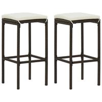 Thumbnail for 3-tlg. Gartenbar-Set mit Kissen Poly Rattan Braun