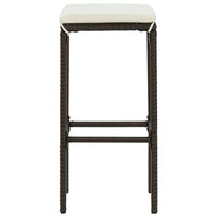 Thumbnail for 3-tlg. Gartenbar-Set mit Kissen Poly Rattan Braun