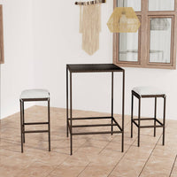 Thumbnail for 3-tlg. Gartenbar-Set mit Kissen Poly Rattan Braun