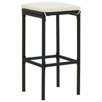 Thumbnail for 3-tlg. Gartenbar-Set mit Kissen Poly Rattan Schwarz