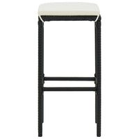 Thumbnail for 3-tlg. Gartenbar-Set mit Kissen Poly Rattan Schwarz