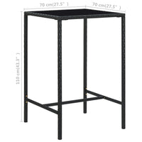 Thumbnail for 3-tlg. Gartenbar-Set mit Kissen Poly Rattan Schwarz