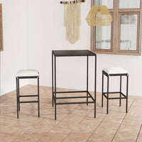 Thumbnail for 3-tlg. Gartenbar-Set mit Kissen Poly Rattan Schwarz