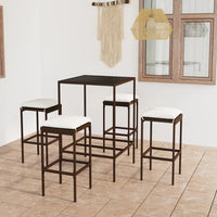 Thumbnail for 5-tlg. Gartenbar-Set mit Kissen Poly Rattan Braun