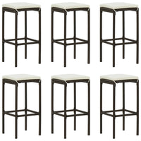 Thumbnail for 7-tlg. Gartenbar-Set mit Kissen Poly Rattan Braun