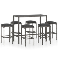 Thumbnail for 7-tlg. Gartenbar-Set mit Kissen Poly Rattan Grau