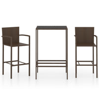 Thumbnail for 3-tlg. Gartenbar-Set Poly Rattan Braun