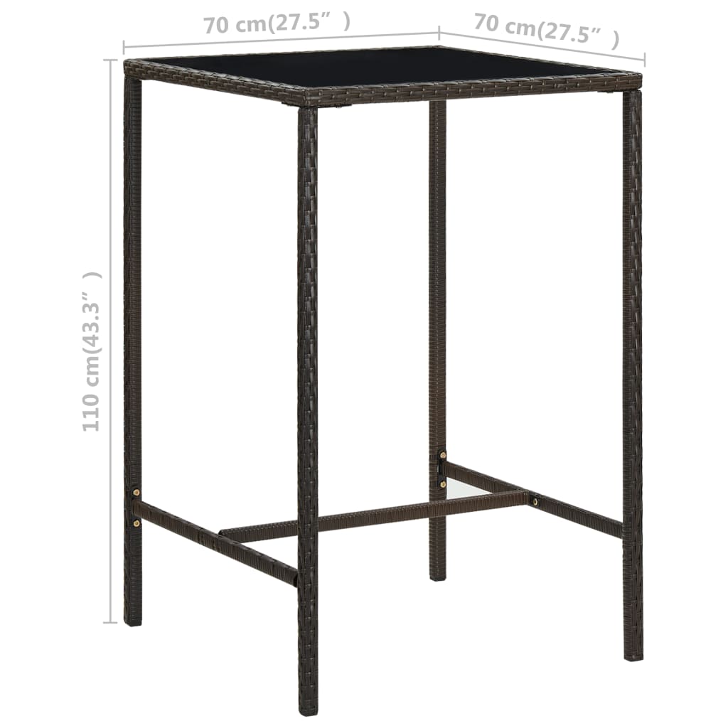 3-tlg. Gartenbar-Set Poly Rattan Braun
