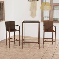 Thumbnail for 3-tlg. Gartenbar-Set Poly Rattan Braun