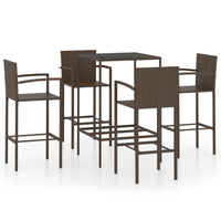 Thumbnail for 5-tlg. Gartenbar-Set Poly Rattan Braun