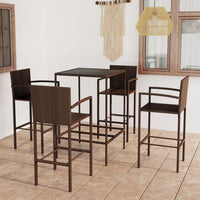 Thumbnail for 5-tlg. Gartenbar-Set Poly Rattan Braun
