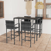 Thumbnail for 5-tlg. Gartenbar-Set Poly Rattan Grau