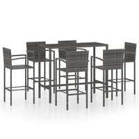Thumbnail for 7-tlg. Gartenbar-Set Poly Rattan Grau