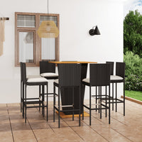 Thumbnail for 9-tlg. Gartenbar-Set mit Kissen Poly Rattan Schwarz