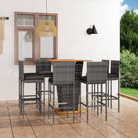 Thumbnail for 9-tlg. Gartenbar-Set mit Kissen Poly Rattan Grau