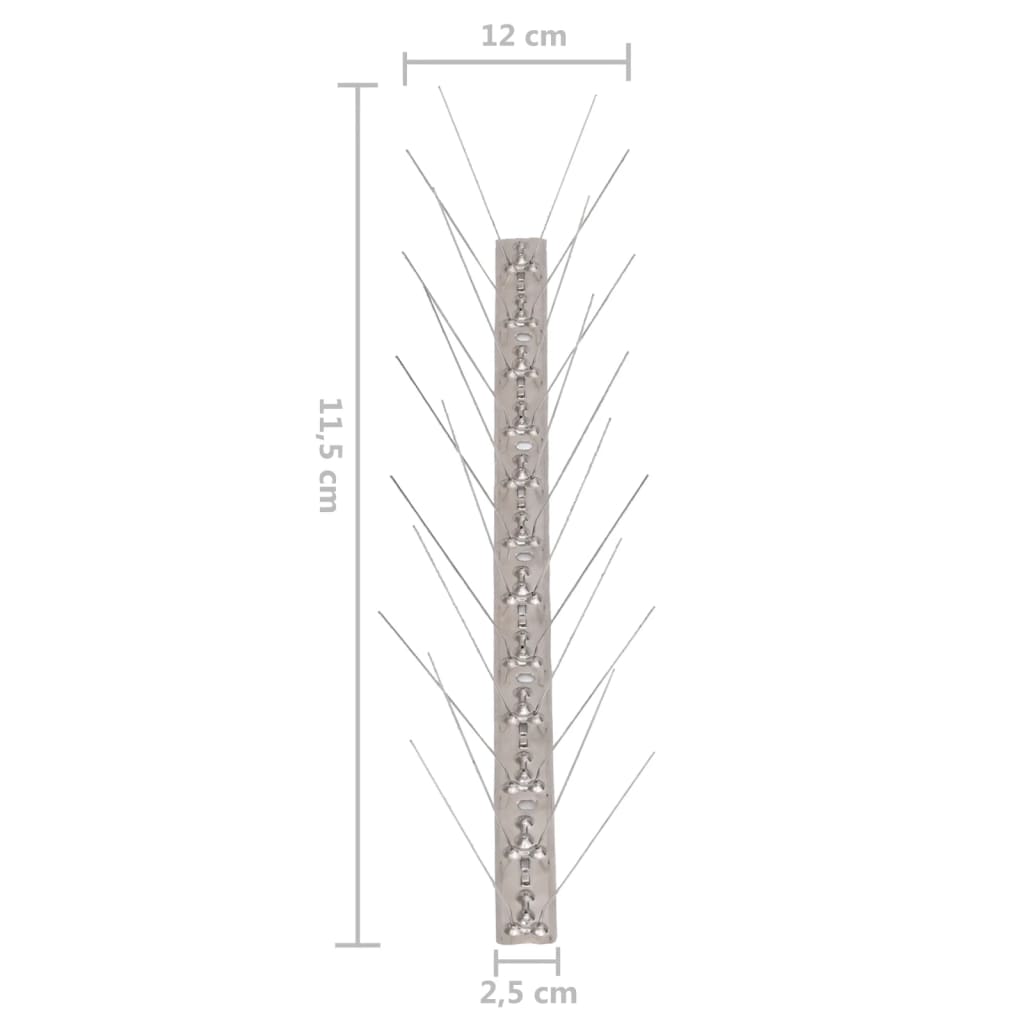 20-tlg. Vogelabwehr-Spikes-Set 10 m Edelstahl 4-reihig