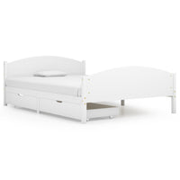 Thumbnail for Massivholzbett mit 2 Schubladen Weiß Kiefer 140x200 cm