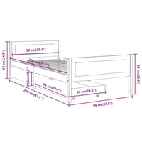 Thumbnail for Massivholzbett mit 2 Schubladen Weiß Kiefer 90x200 cm