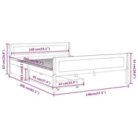 Thumbnail for Massivholzbett mit 2 Schubladen Weiß Kiefer 140x200 cm