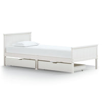 Thumbnail for Massivholzbett mit 2 Schubladen Weiß Kiefer 100x200 cm