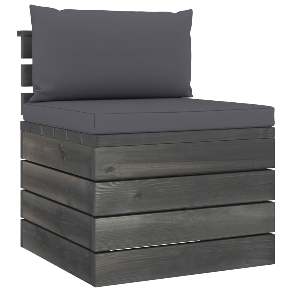 Garten-Paletten-Mittelsofa mit Kissen Kiefernholz