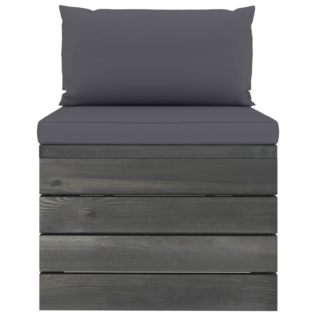 Garten-Paletten-Mittelsofa mit Kissen Kiefernholz