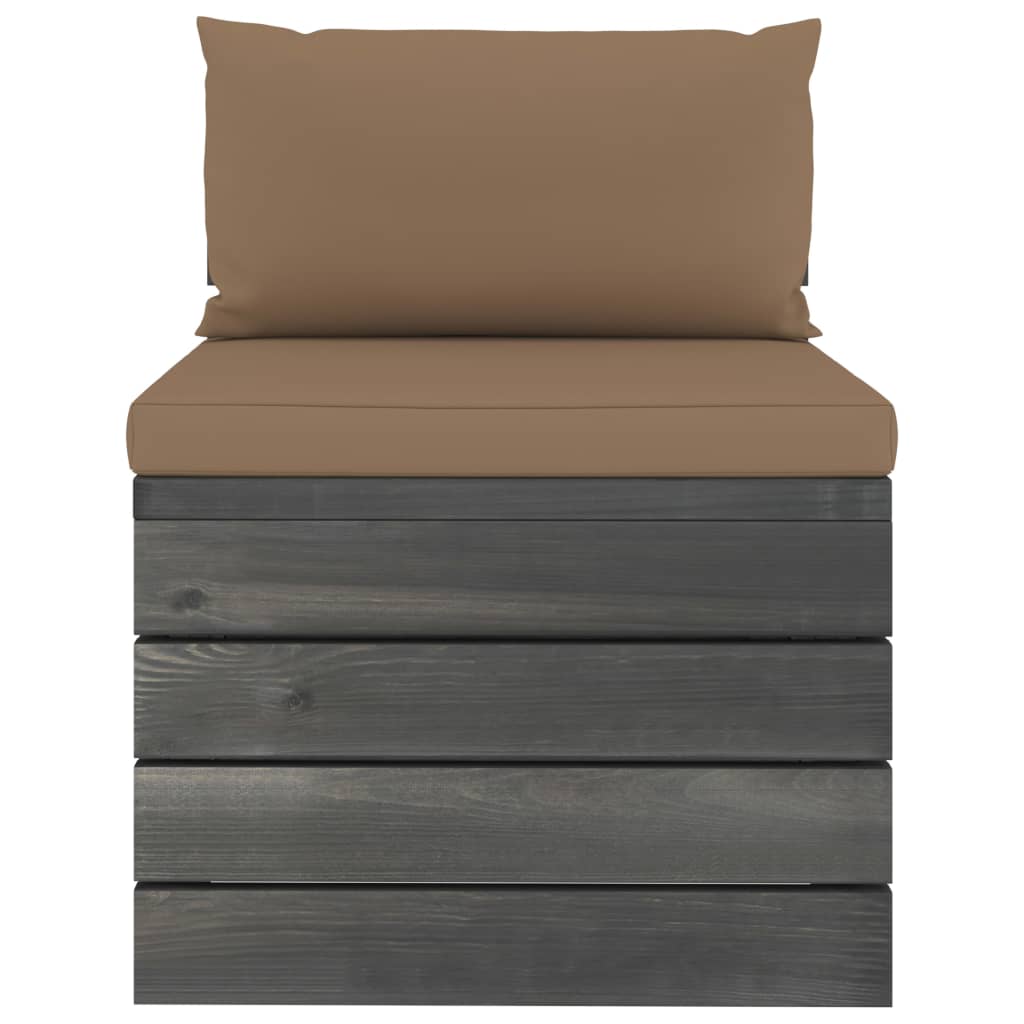 Garten-Paletten-Mittelsofa mit Kissen Kiefernholz