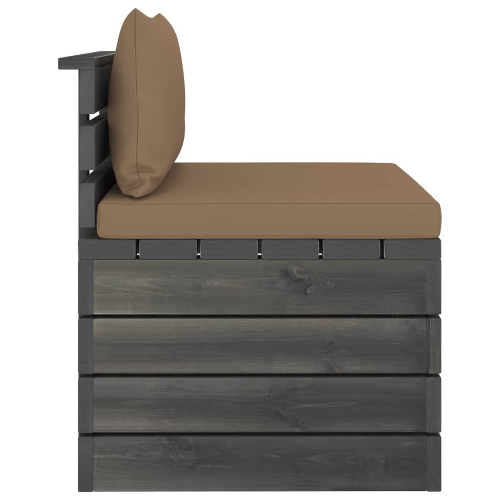 Garten-Paletten-Mittelsofa mit Kissen Kiefernholz