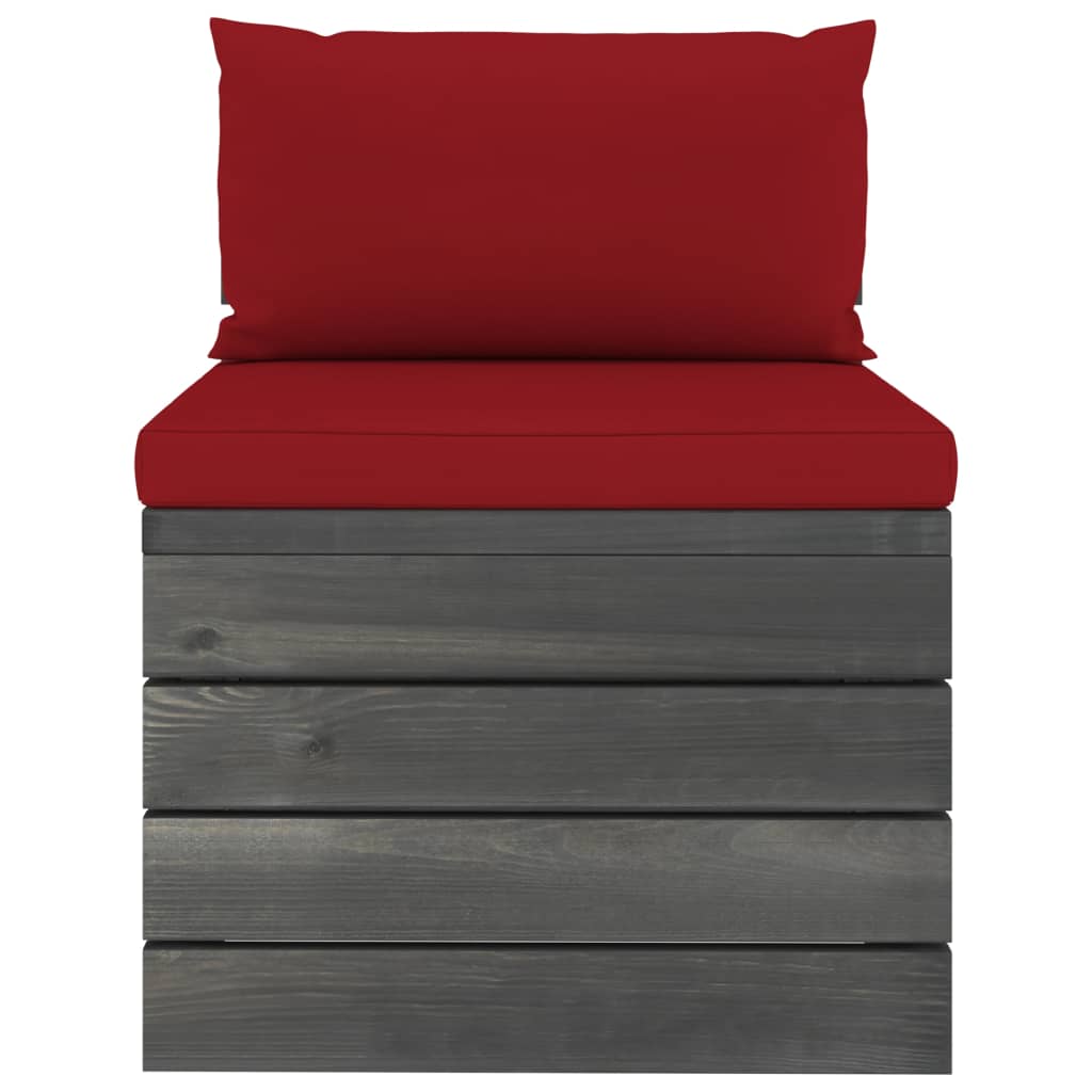 Garten-Paletten-Mittelsofa mit Kissen Kiefernholz