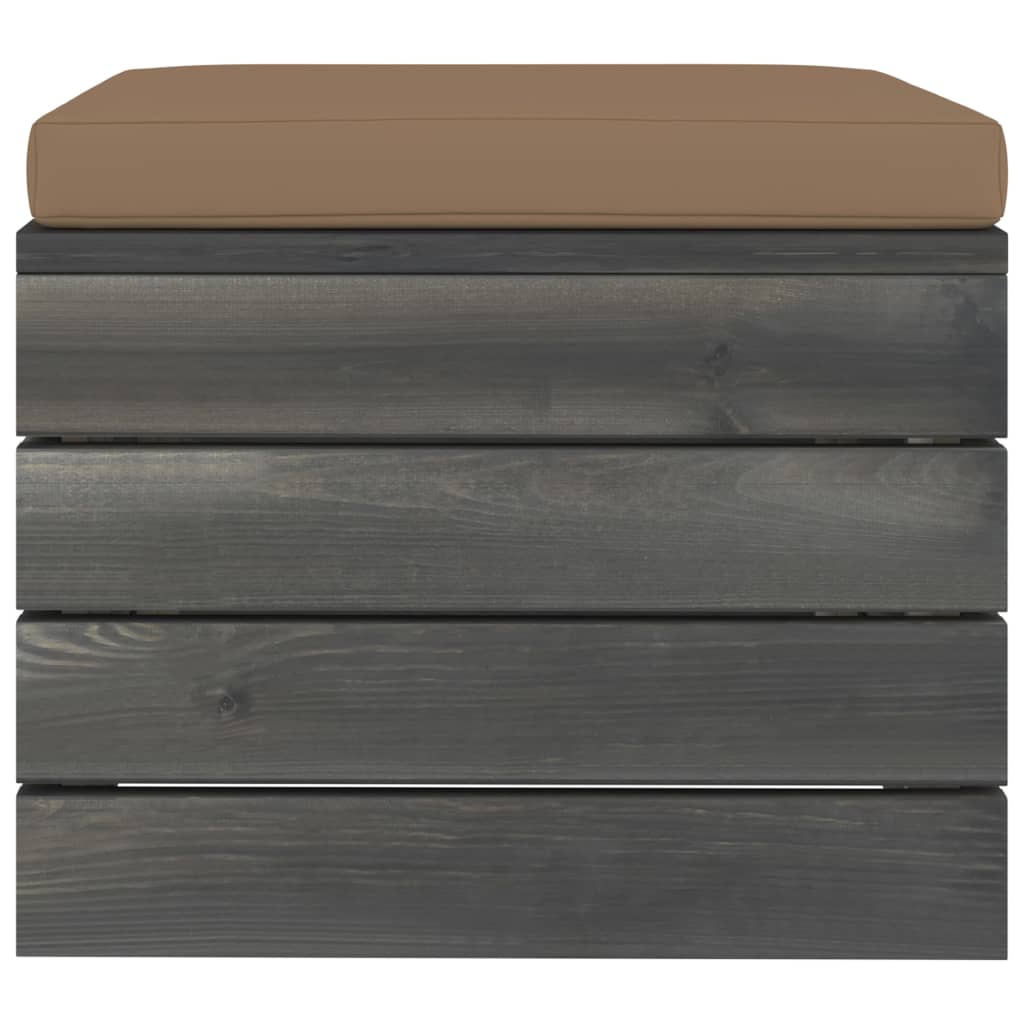 Garten-Paletten-Hocker mit Taupe Sitzkissen Kiefernholz