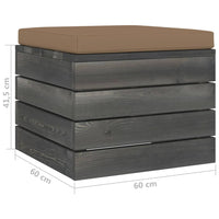 Thumbnail for Garten-Paletten-Hocker mit Taupe Sitzkissen Kiefernholz