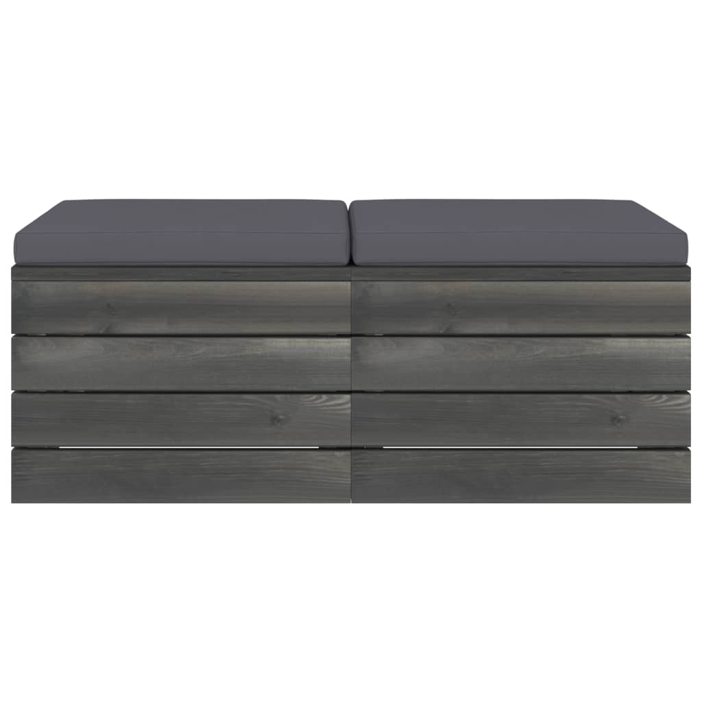 Garten-Paletten-Hocker 2 Stk. mit Kissen Kiefer Massivholz