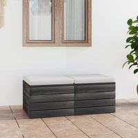 Thumbnail for Garten-Paletten-Hocker 2 Stk. mit Kissen Kiefer Massivholz