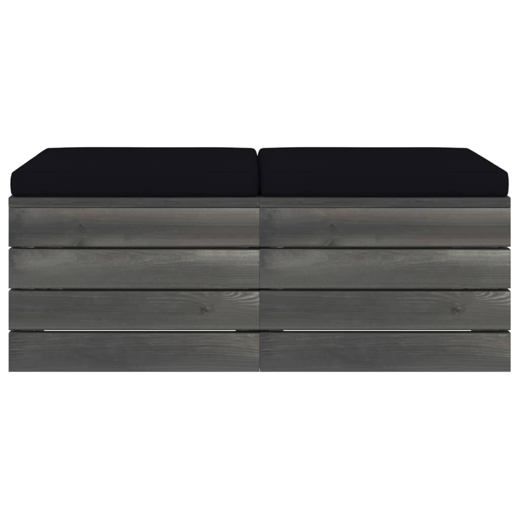 Garten-Paletten-Hocker 2 Stk. mit Kissen Kiefer Massivholz