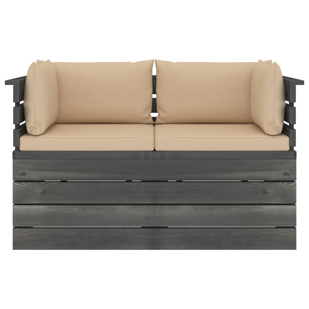 Garten-Palettensofa 2-Sitzer mit Kissen Kiefer Massivholz