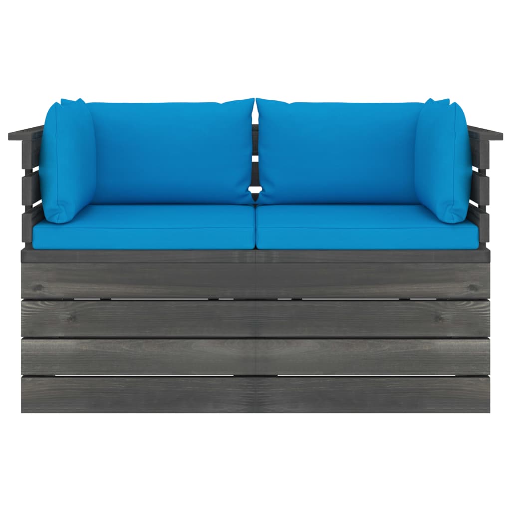 Garten-Palettensofa 2-Sitzer mit Kissen Kiefer Massivholz