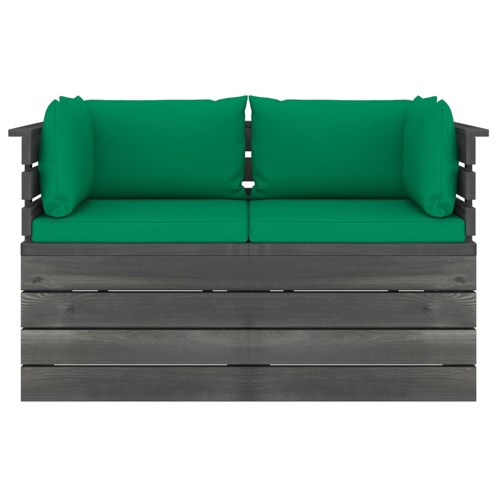 Garten-Palettensofa 2-Sitzer mit Kissen Kiefer Massivholz