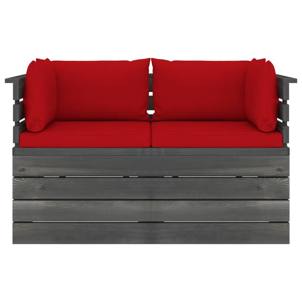 Garten-Palettensofa 2-Sitzer mit Kissen Kiefer Massivholz