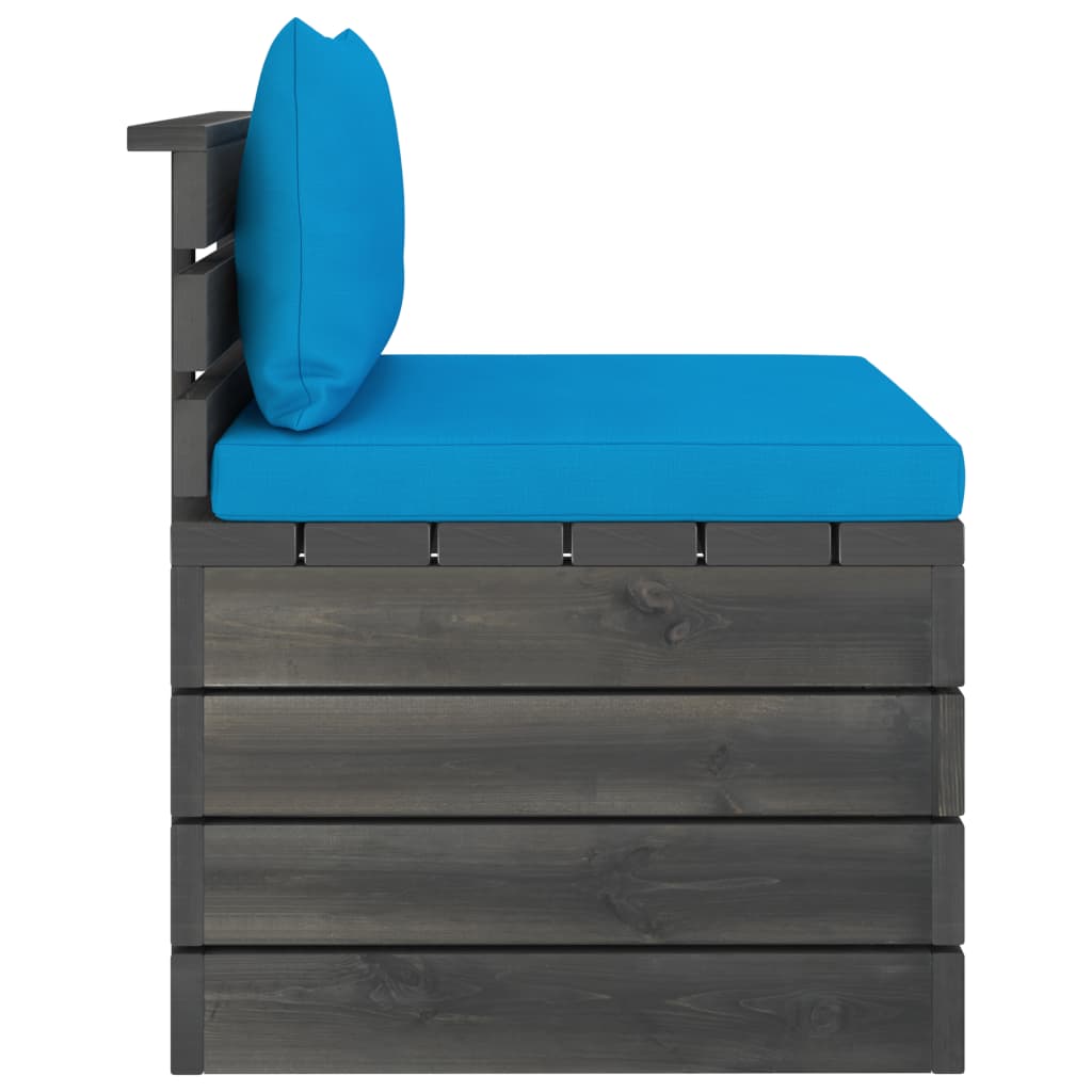 Garten-Palettensofa 4-Sitzer mit Kissen Kiefer Massivholz