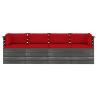 Thumbnail for Garten-Palettensofa 4-Sitzer mit Kissen Kiefer Massivholz