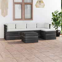 Thumbnail for 6-tlg. Garten-Sofagarnitur aus Paletten mit Kissen Kiefernholz