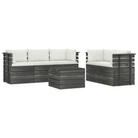 Thumbnail for 6-tlg. Garten-Sofagarnitur aus Paletten mit Kissen Kiefernholz